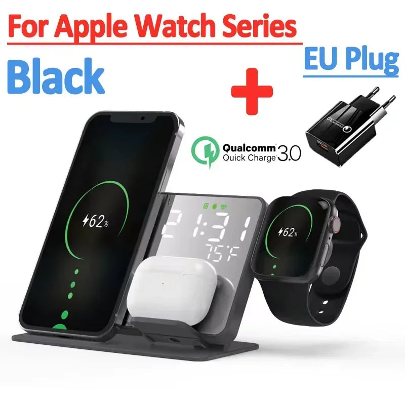 3-in-1 Wireless Charger – Fast Charging Station for Apple & Samsung Devices