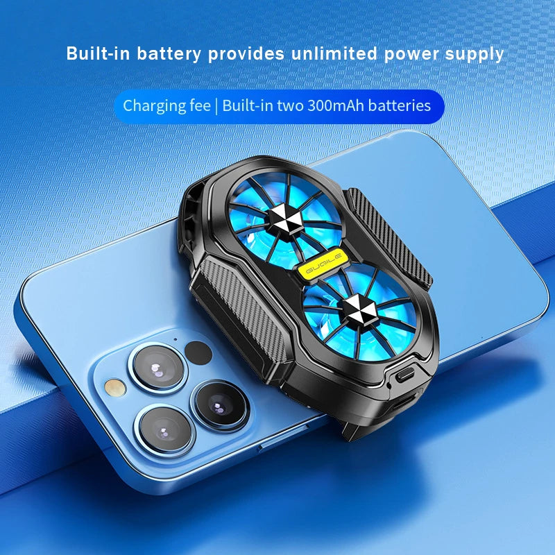 Dual-Fan Phone Cooler – Cools in 10s with Wireless Battery