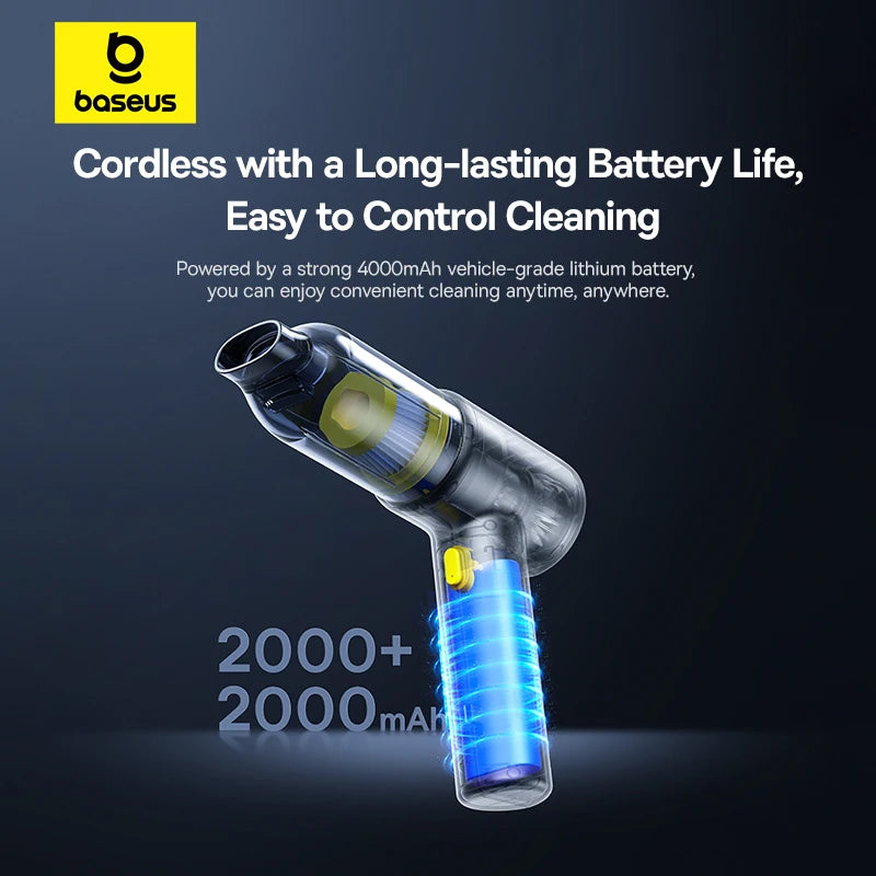 Baseus Wireless Car Vacuum – Portable Cordless Cleaner & Air Dust Blower