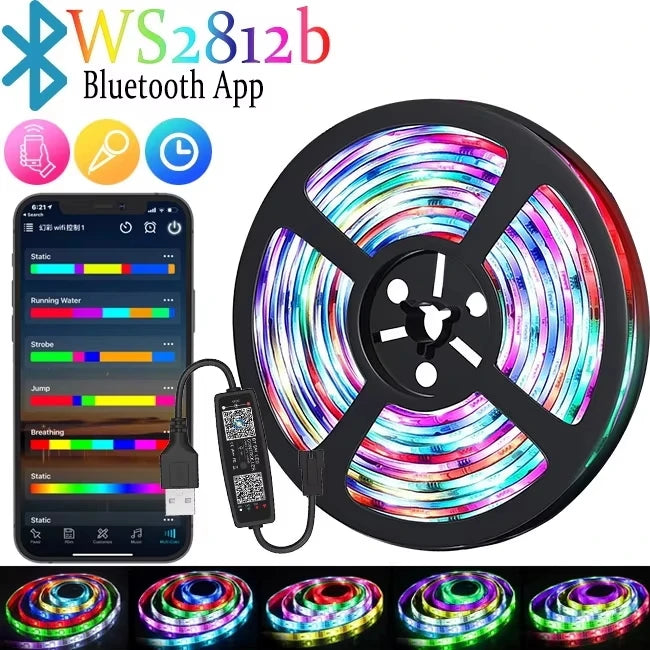 **RGBIC Magic LED Strip Light DC5V – 5050 USB, Tuya App Control, Running Effect**