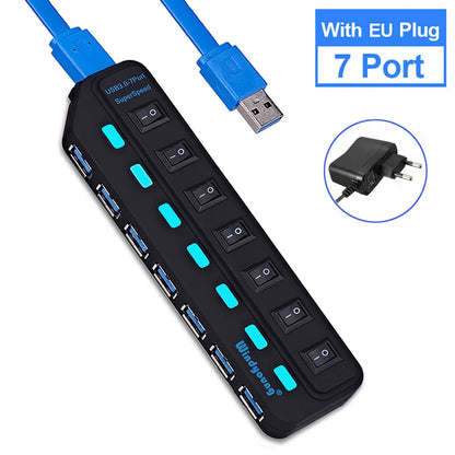 USB 3.0 Hub – Type-C 4/7 Port Expander with Switch for PC