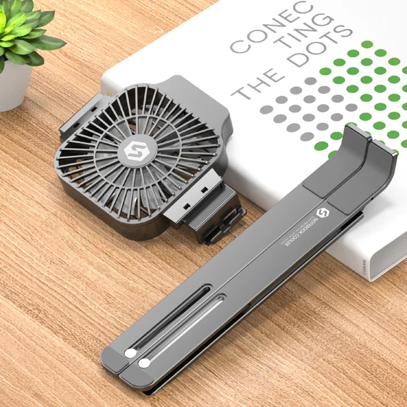 Portable Aluminum Laptop Cooling Stand – Foldable Adjustable with Fan (Up to 17")