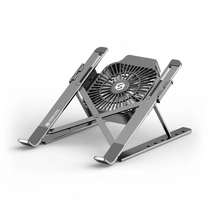 Portable Aluminum Laptop Cooling Stand – Foldable Adjustable with Fan (Up to 17")