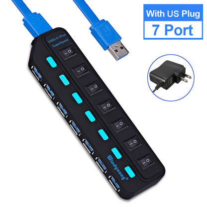 USB 3.0 Hub – Type-C 4/7 Port Expander with Switch for PC