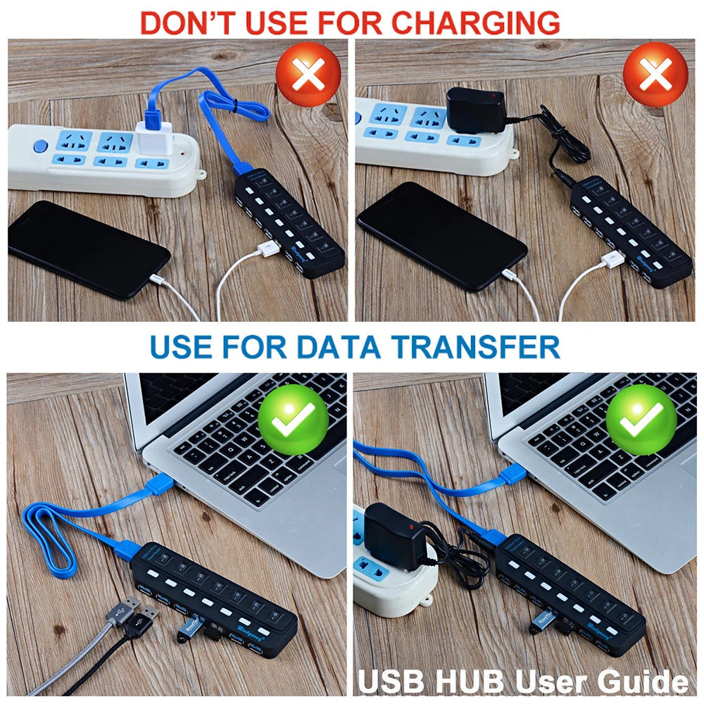 USB 3.0 Hub – Type-C 4/7 Port Expander with Switch for PC