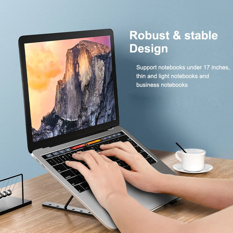 Portable Aluminum Laptop Cooling Stand – Foldable Adjustable with Fan (Up to 17")