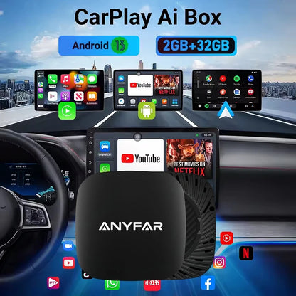 3-in-1 Android 13 CarPlay AI Box – Wireless Auto USB Adapter 2G+32G