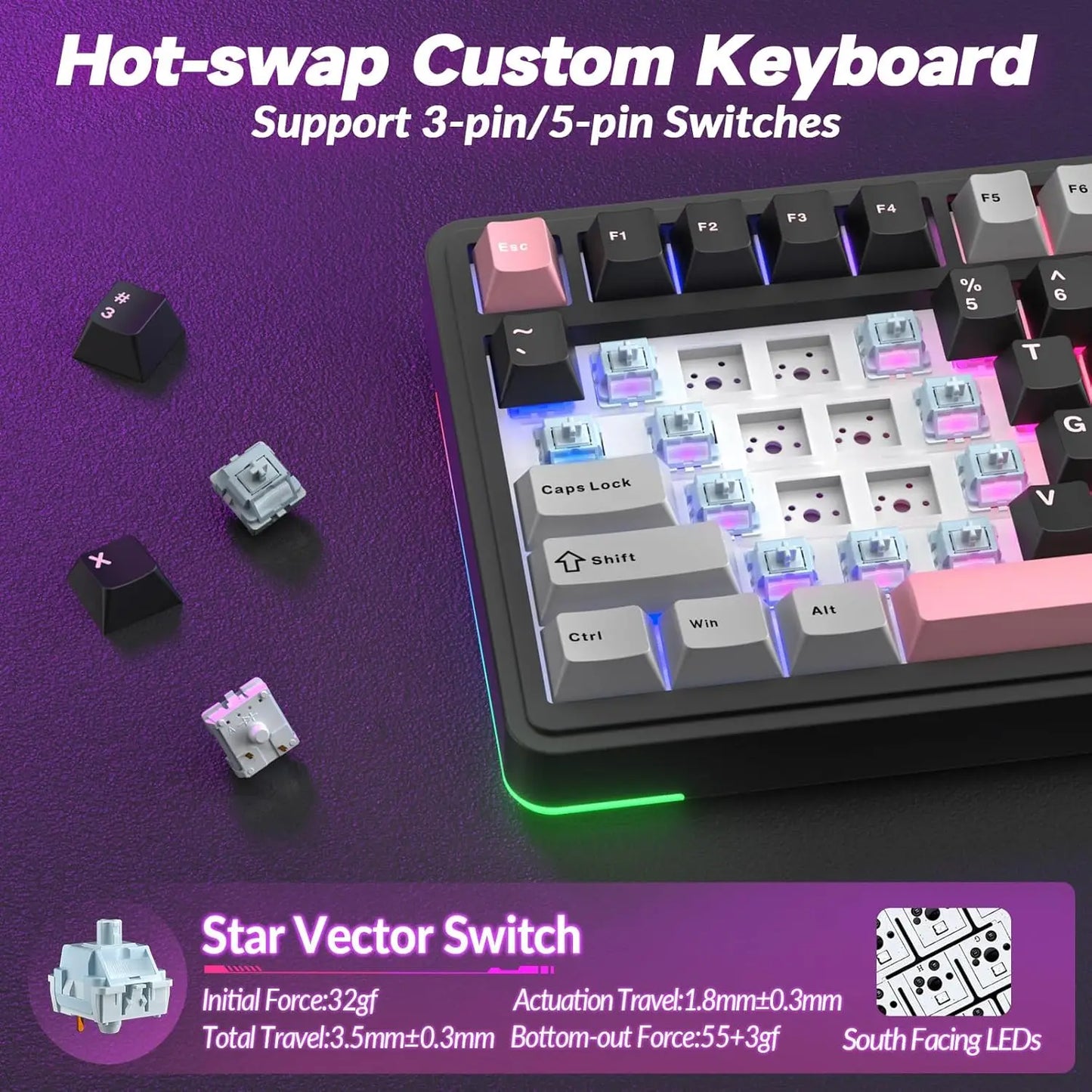 AULA S75 Pro 75% Wireless Mechanical Keyboard – Hot-Swap RGB with LED Screen