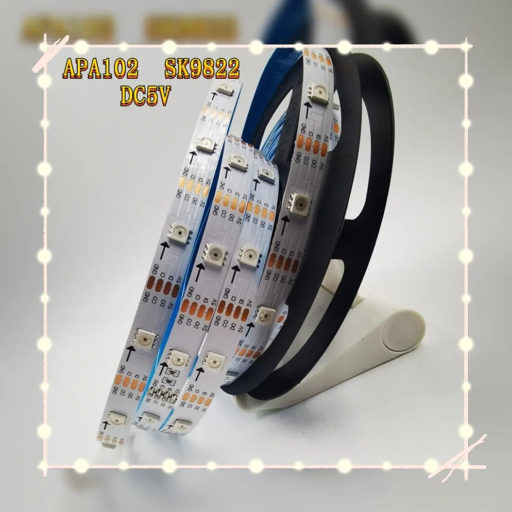 Addressable APA102/SK9822 LED Strip – 5V RGB Pixel Smart Light 30–144 LEDs/m