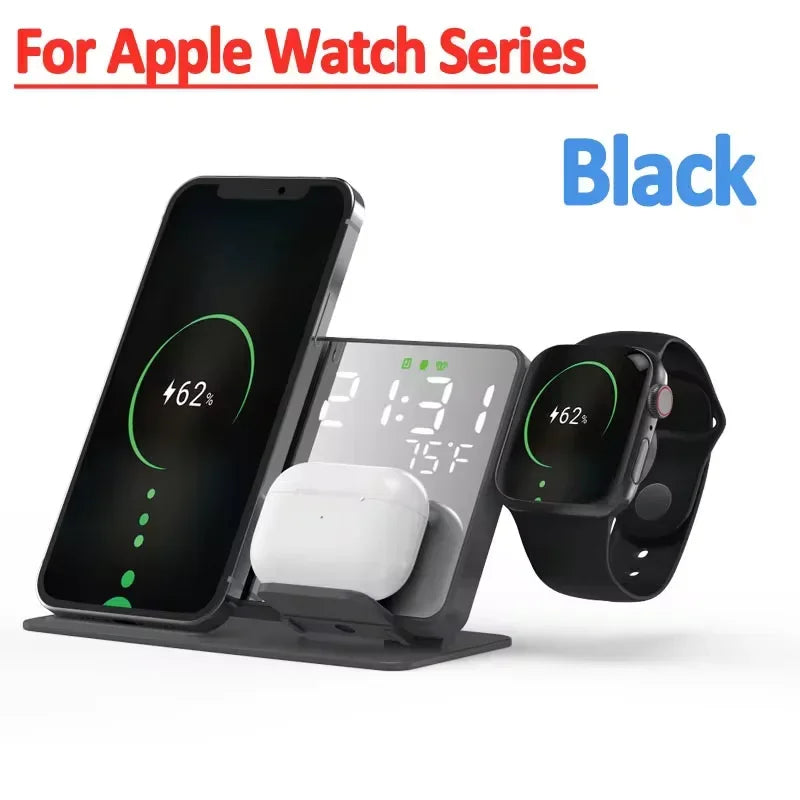 3-in-1 Wireless Charger – Fast Charging Station for Apple & Samsung Devices