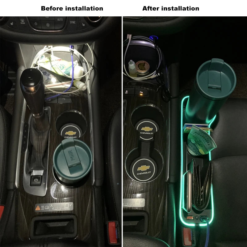 LED Car Seat Gap Organizer – Storage Box with 2 USB Chargers