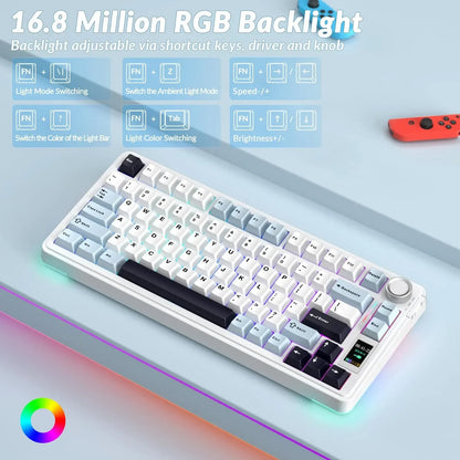 AULA S75 Pro 75% Wireless Mechanical Keyboard – Hot-Swap RGB with LED Screen