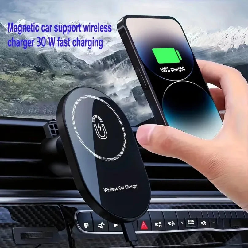 30W Magnetic Car Wireless Charger – Air Vent Holder for iPhone MagSafe