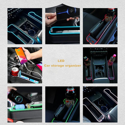 LED Car Seat Gap Organizer – Storage Box with 2 USB Chargers