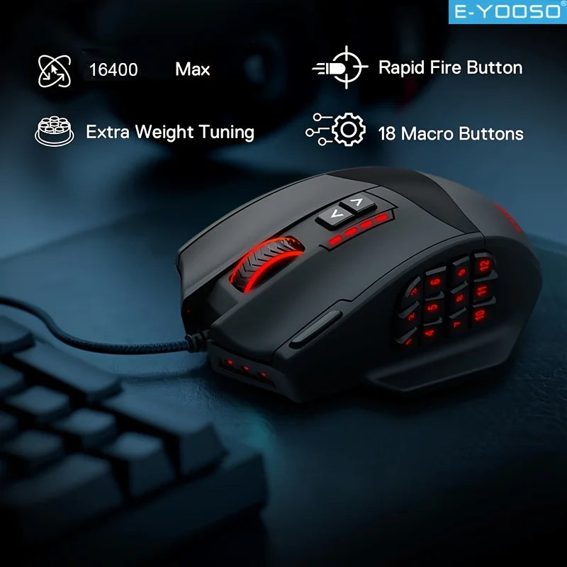 E-YOOSO RGB Gaming Mouse – 16400 DPI Ergonomic Wired with Macro Support