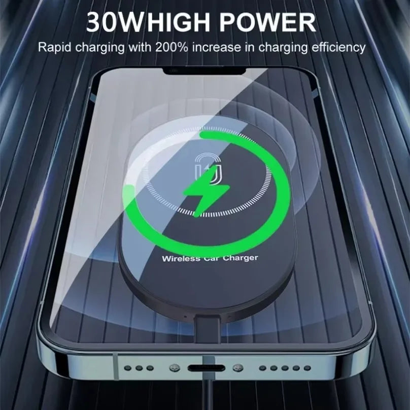 30W Magnetic Car Wireless Charger – Air Vent Holder for iPhone MagSafe