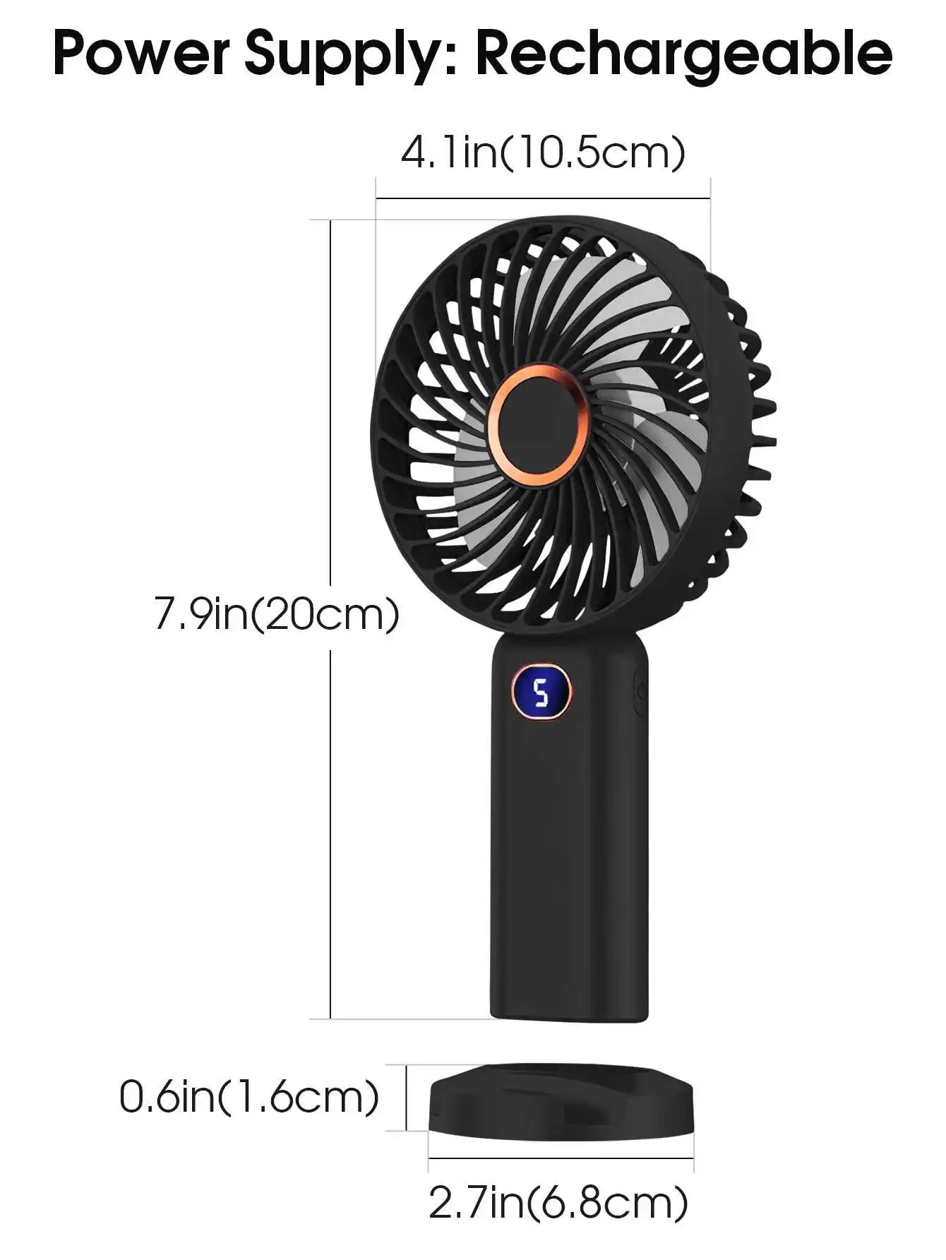 Portable USB Handheld Fan – Mini 5-Speed Rechargeable for Travel & Home