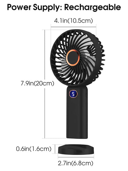 Portable USB Handheld Fan – Mini 5-Speed Rechargeable for Travel & Home