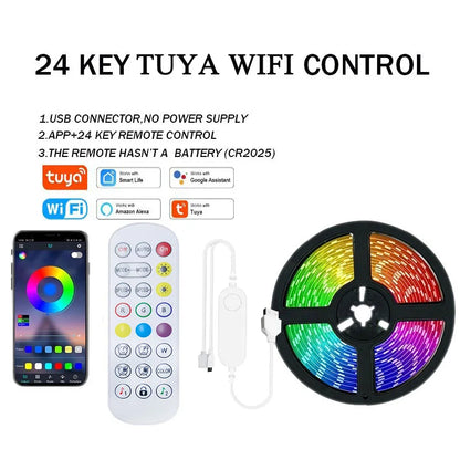 WiFi USB Smart LED Strip – Alexa & Tuya Compatible, Music Sync Ambient Light