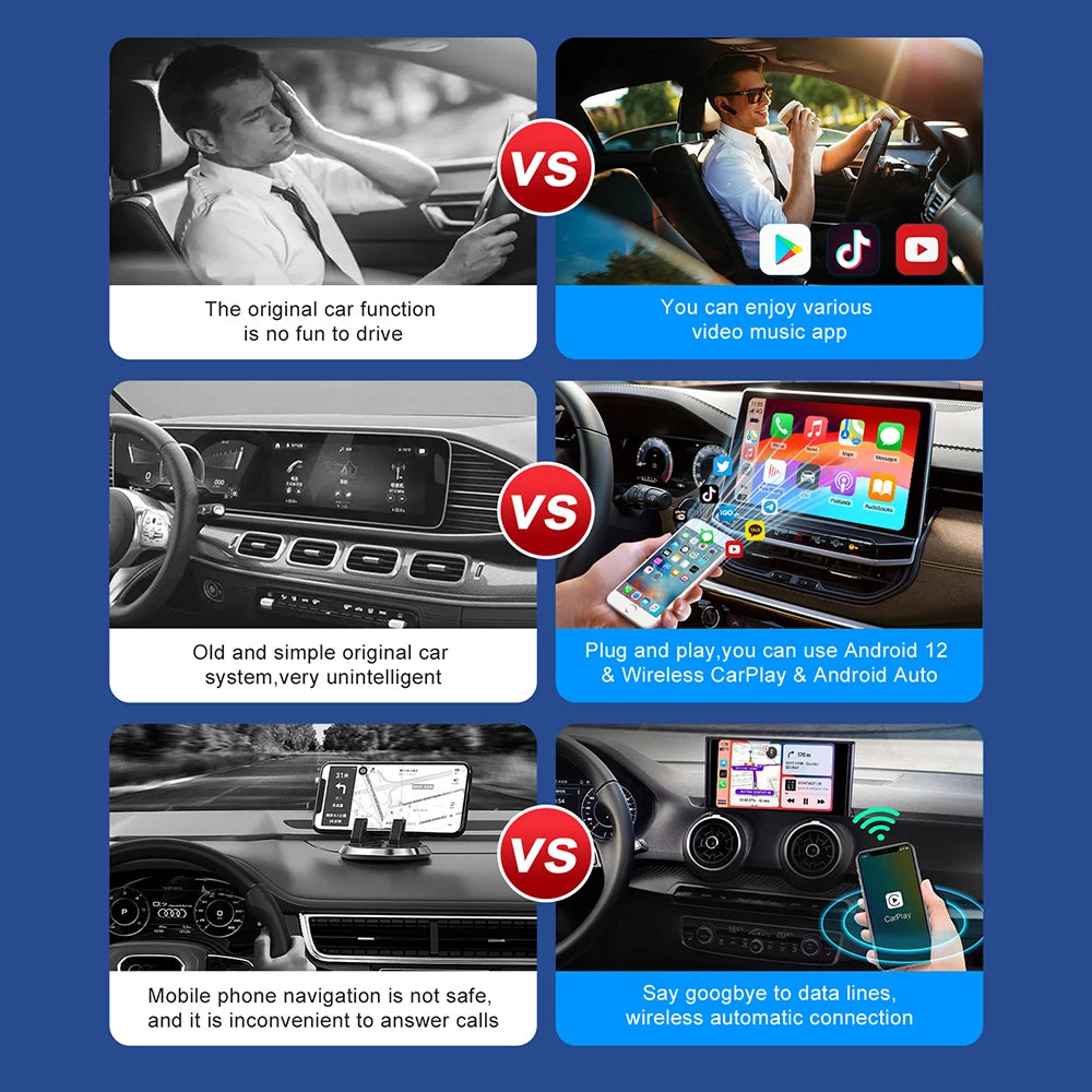 3-in-1 Android 13 CarPlay AI Box – Wireless Auto USB Adapter 2G+32G
