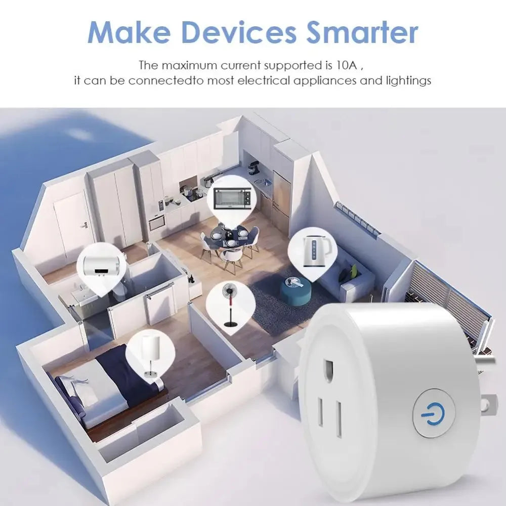 Tuya Smart WiFi Plug – 10A Wireless Outlet for Alexa & Google Home