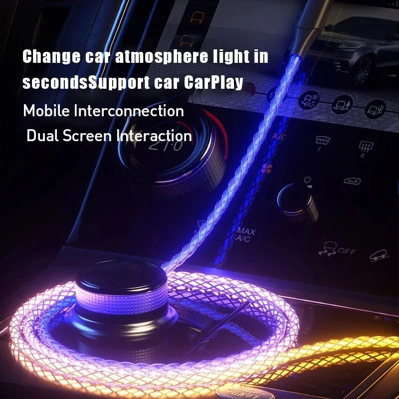 6A Fast Charging RGB Type-C Cable – 66W Luminous Gradient for iPhone & Samsung
