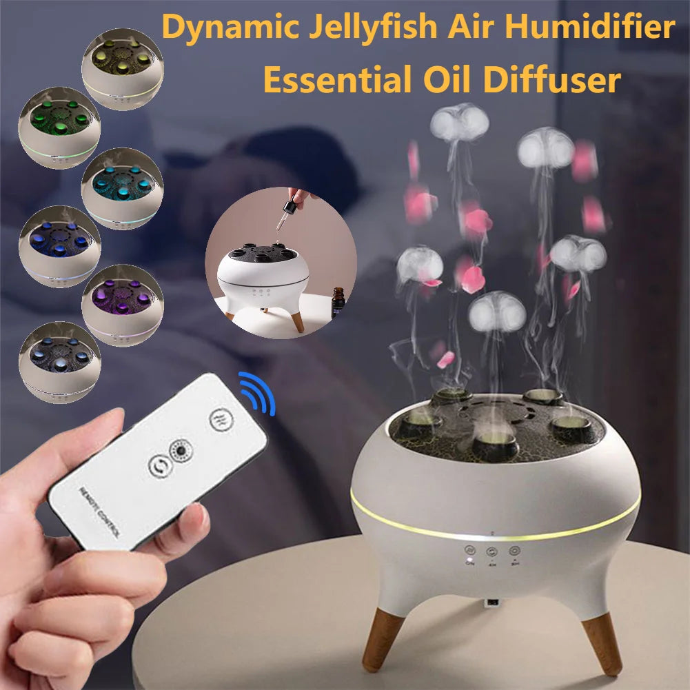 Dynamic Jellyfish Humidifier – 250ml Essential Oil Diffuser with 7-Color Night Light
