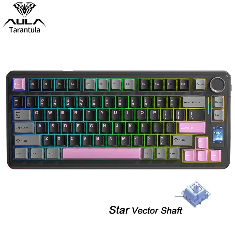 AULA S75 Pro 75% Wireless Mechanical Keyboard – Hot-Swap RGB with LED Screen