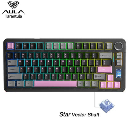 AULA S75 Pro 75% Wireless Mechanical Keyboard – Hot-Swap RGB with LED Screen