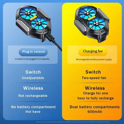 Dual-Fan Phone Cooler – Cools in 10s with Wireless Battery