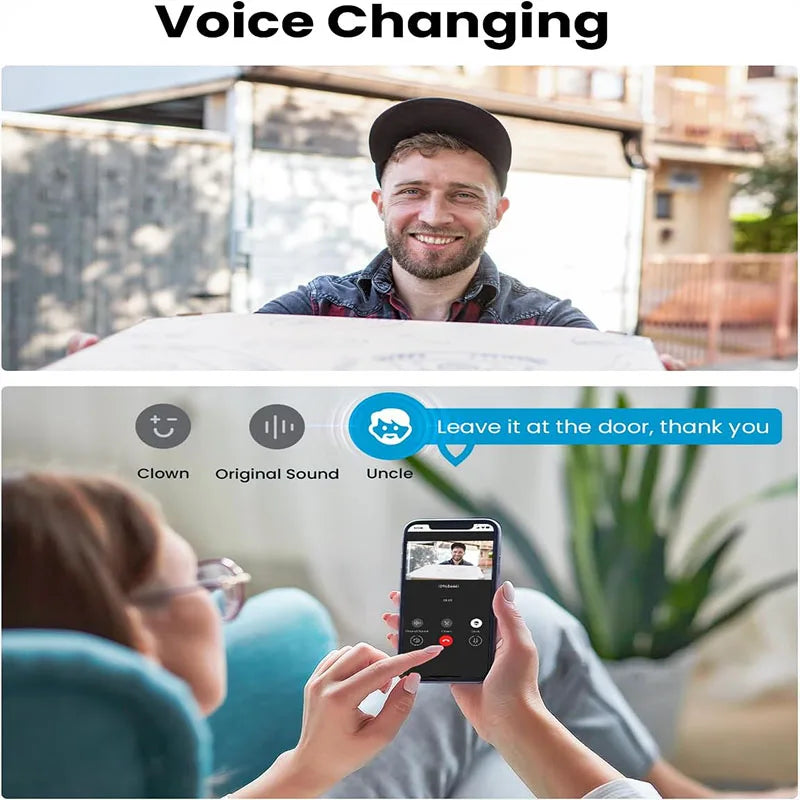 Wireless Video Doorbell – 2K HD Smart Security with Chime & Voice Message