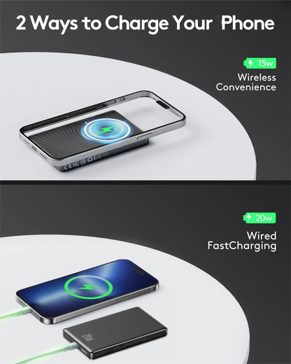10000mAh Magnetic Power Bank – 15W Wireless & 20W Fast Charging USB-C/A