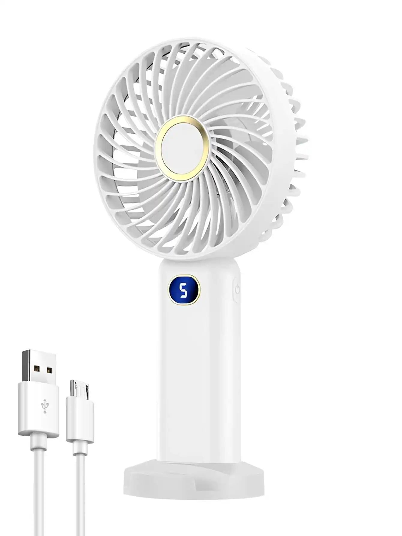 Portable USB Handheld Fan – Mini 5-Speed Rechargeable for Travel & Home