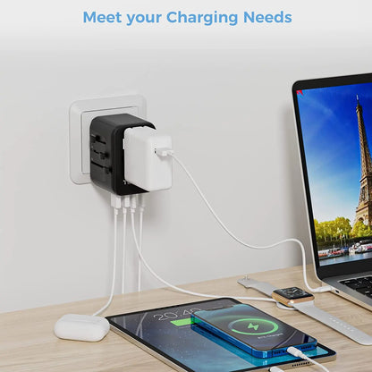 Universal Travel Adapter – 2 USB & 3 Type-C All-in-One Charger