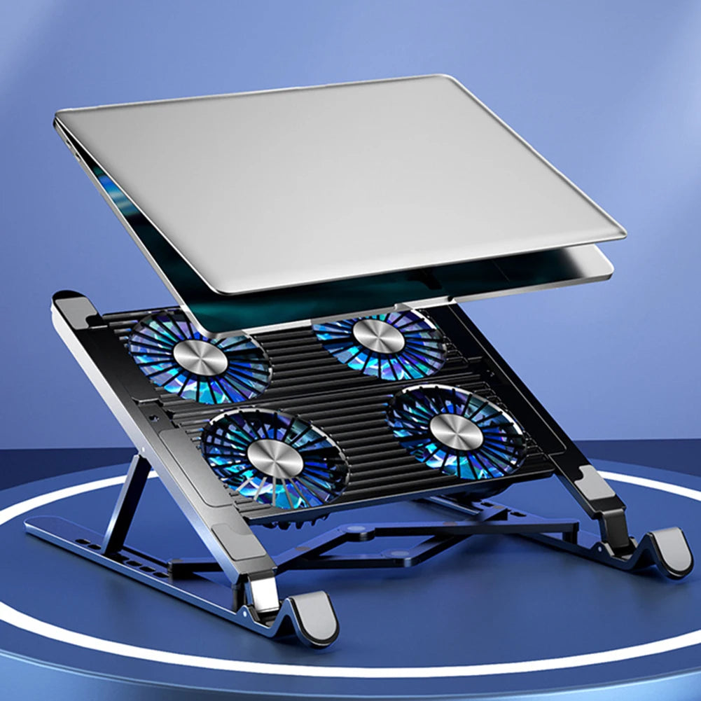 Foldable Laptop Cooling Pad – Adjustable Stand with 2/4 Fans (11–17.3")