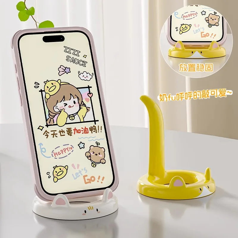 Cute Cartoon Cat Phone Stand – Desktop Lazy Holder for Office & Home