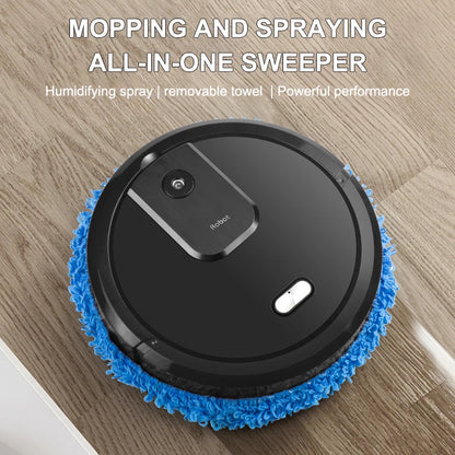 Smart Robot Vacuum & Mop – Dry/Wet Cleaning with Humidifying Spray