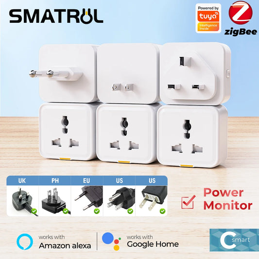 Tuya Zigbee Smart Plug – 16A Power Monitor with Timer, Alexa & Google Home Compatible