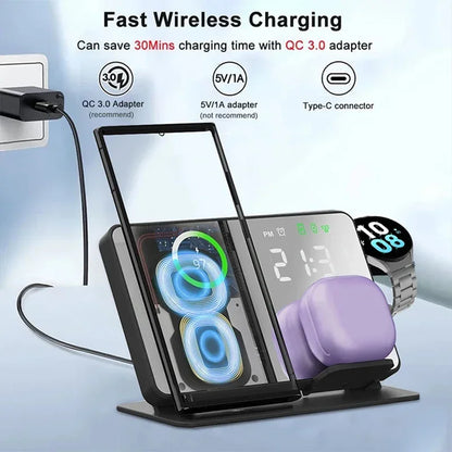 3-in-1 Wireless Charger – Fast Charging Station for Apple & Samsung Devices