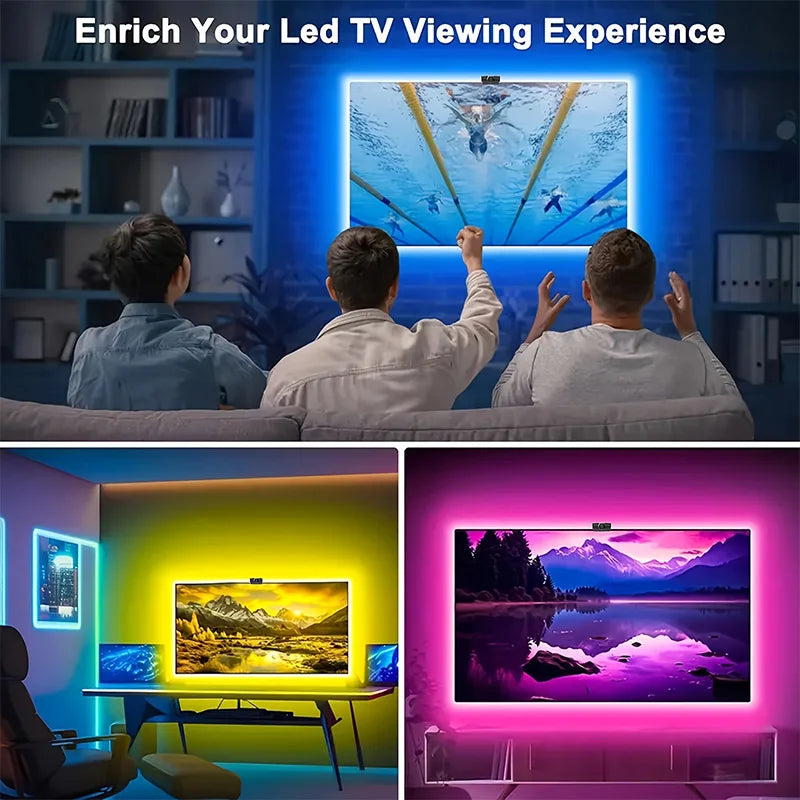 RGB TV Backlight with Camera – App Control, Music Sync Smart Ambient Light (55–75”)