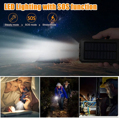 Solar Power Bank 80000mAh – Portable Charger with LED Light for Smartphones