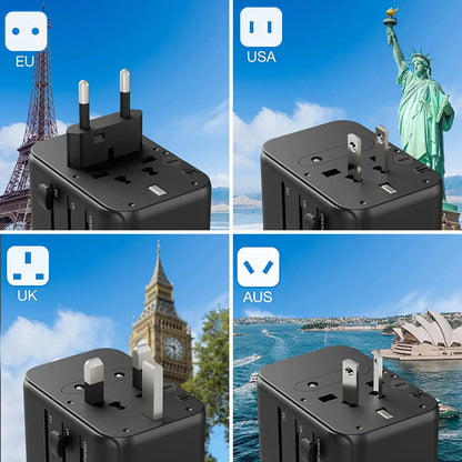 Universal Travel Adapter – 2 USB & 3 Type-C All-in-One Charger
