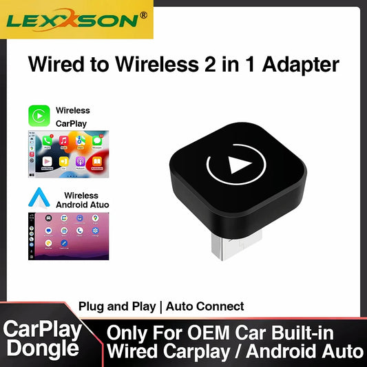 2-in-1 Wireless CarPlay Dongle – Android Auto AI Smart Box with Wired CarPlay
