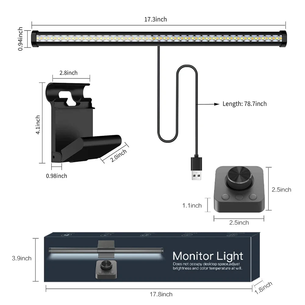 Wiscolor TUYA Monitor Light Bar – USB E-Reading Lamp with Remote