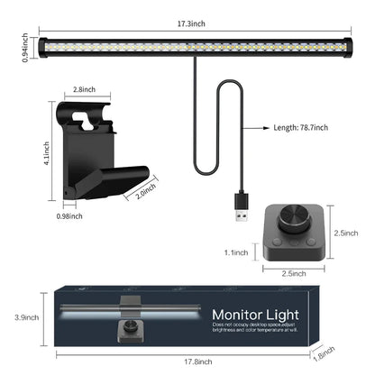 Wiscolor TUYA Monitor Light Bar – USB E-Reading Lamp with Remote