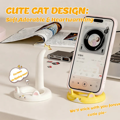 Cute Cartoon Cat Phone Stand – Desktop Lazy Holder for Office & Home