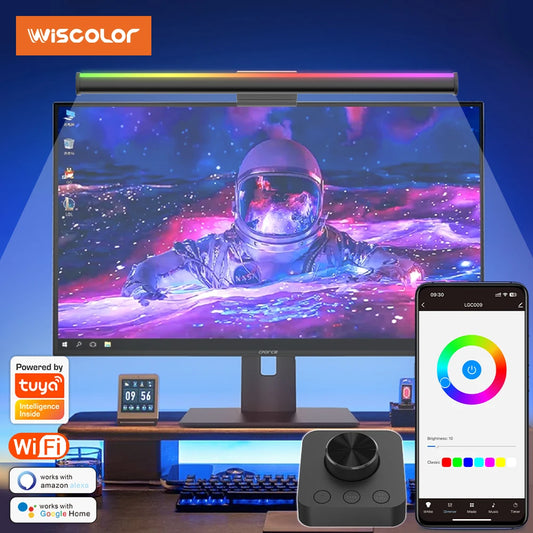 Wiscolor TUYA Monitor Light Bar – USB E-Reading Lamp with Remote