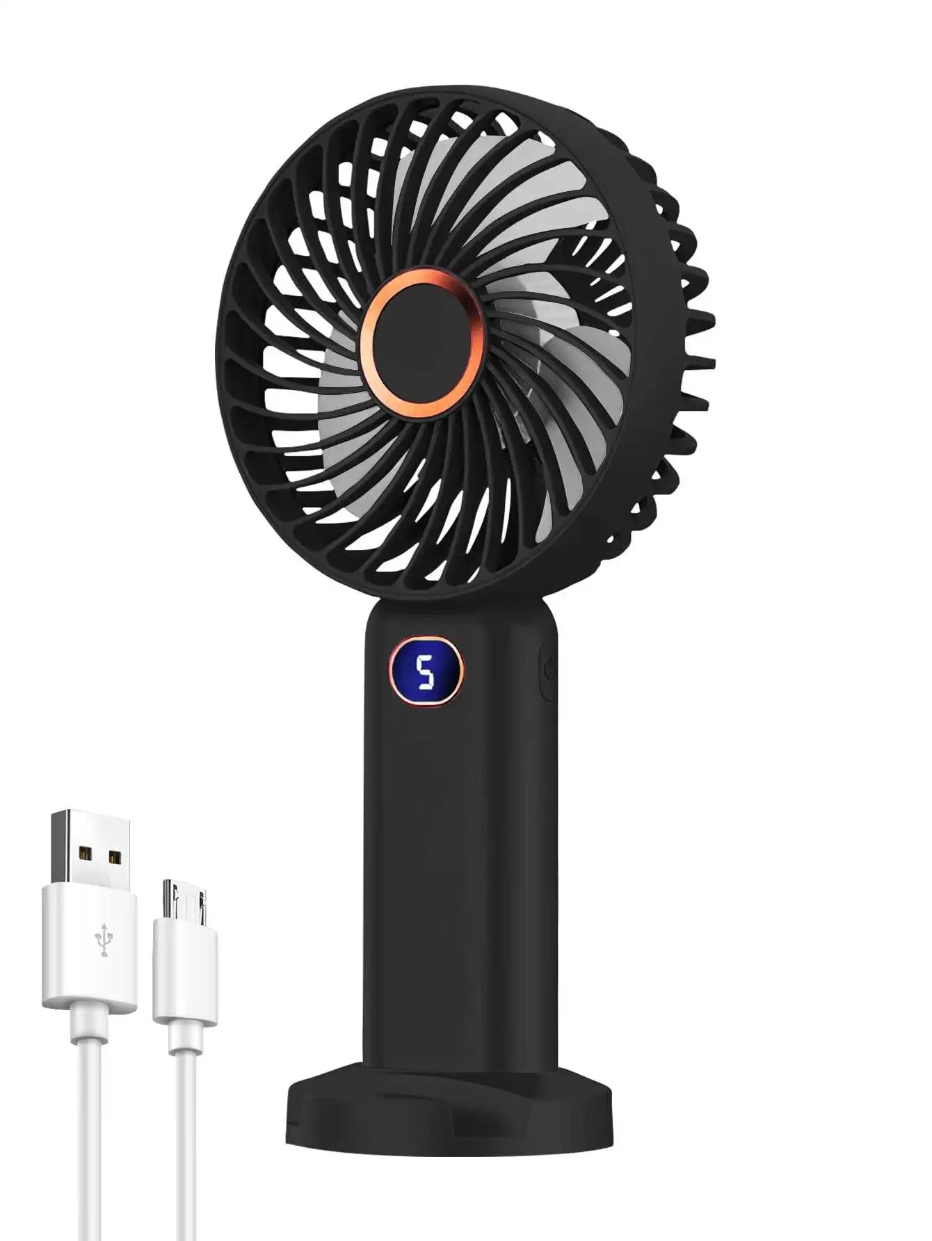 Portable USB Handheld Fan – Mini 5-Speed Rechargeable for Travel & Home