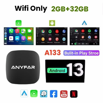 3-in-1 Android 13 CarPlay AI Box – Wireless Auto USB Adapter 2G+32G