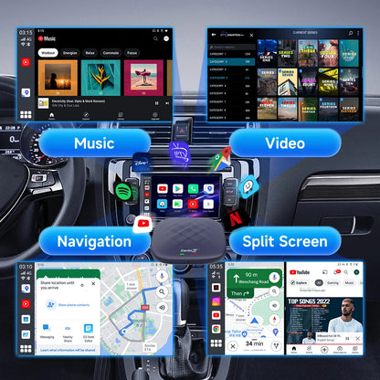 Android 13 CarlinKit Wireless CarPlay AI Box – 8-Core, 64/128GB for Netflix & YouTube